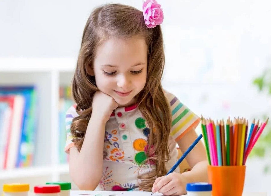 young girl colouring