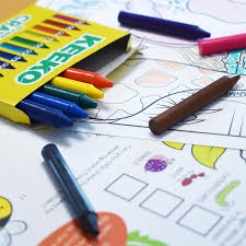 keeko crayons on coluring pad