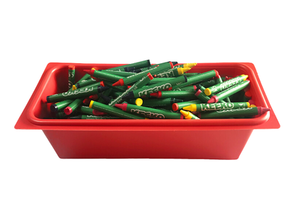 tray of colourful crayons