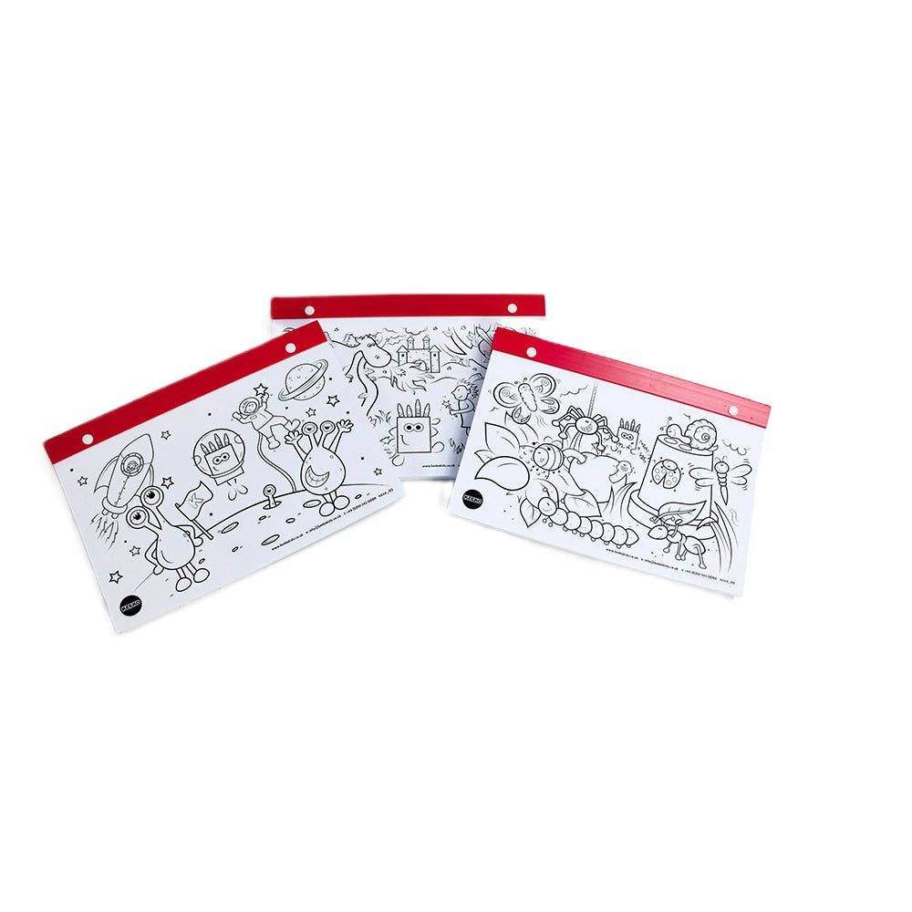 kids colouring pads with aliens or nature