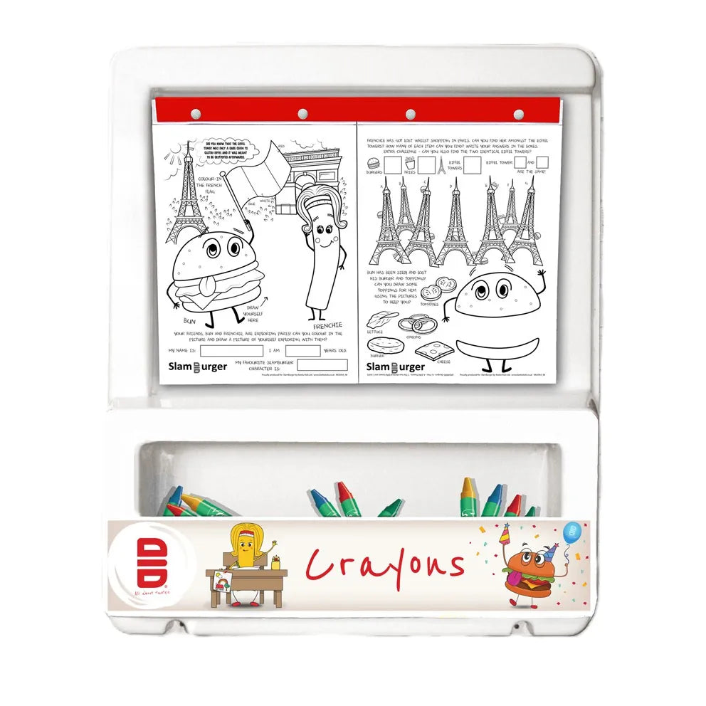 Franksters burgers bespoke colouring board