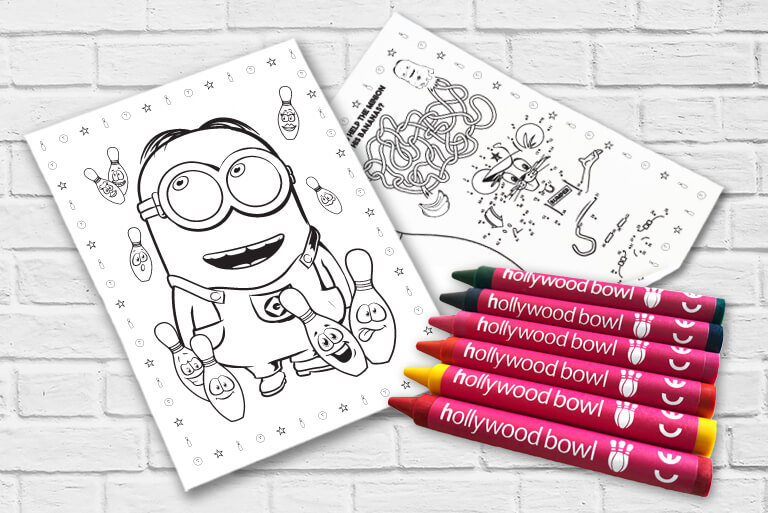 minion colouring sheet with crayons